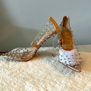Shoedazzle Clear Spike Pumps Size 8
